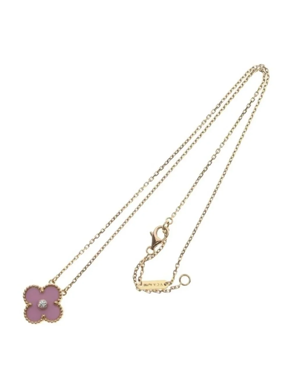 Van Cleef & Arpels Vintage Alhambra Pin Creasing Bull 18k Pink Gold Necklace